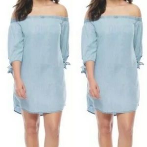 NWT ANA off-shoulder chambray quarter-slv dress